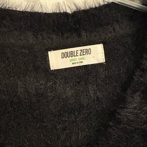 Double Zero Black Fuzzy Cardigan - Picture 2 of 2